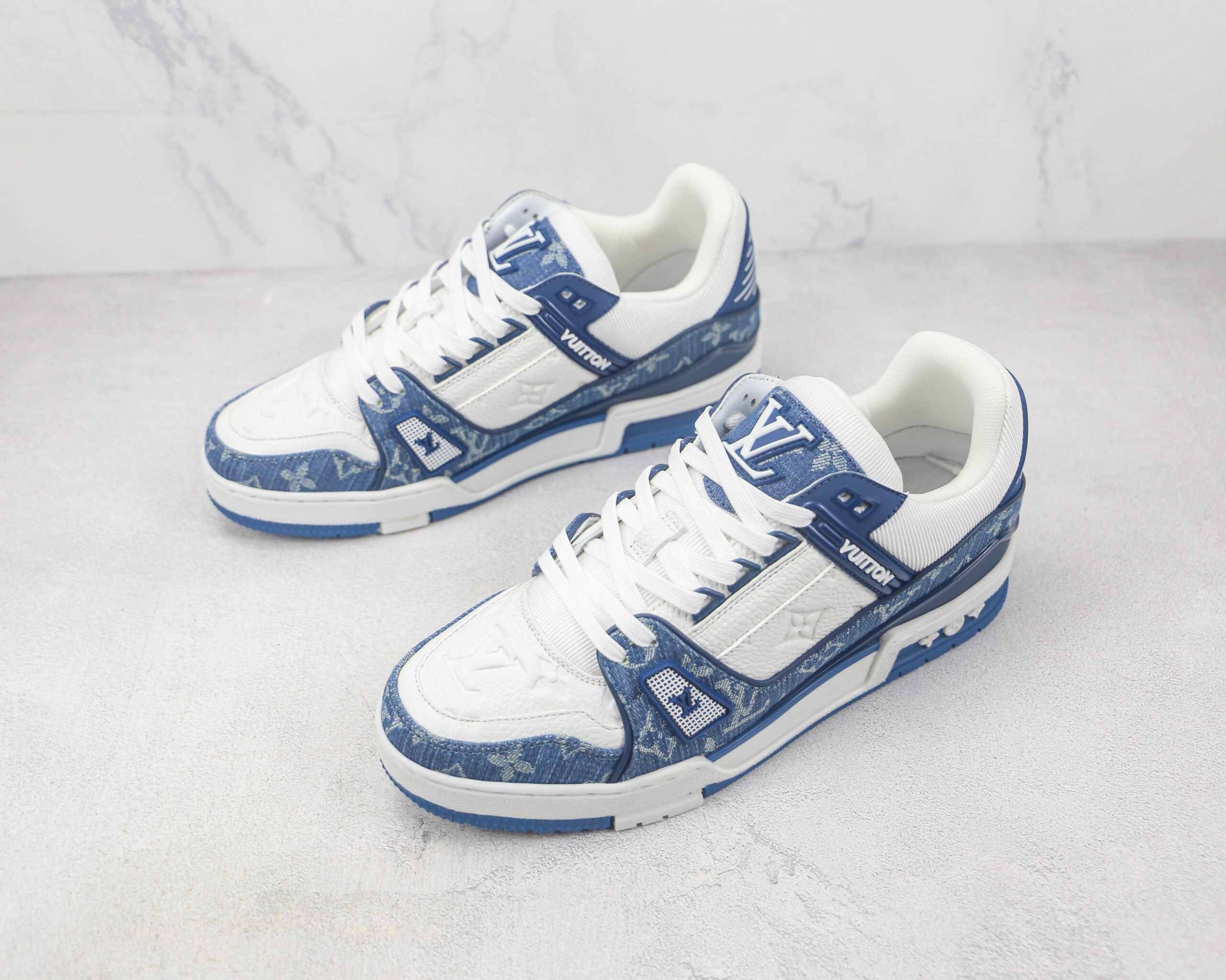 Louis Vuitton LV Trainer Monogram Denim White Blue - Imagem 3