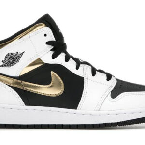 Jordan 1 Mid White Gold Black
