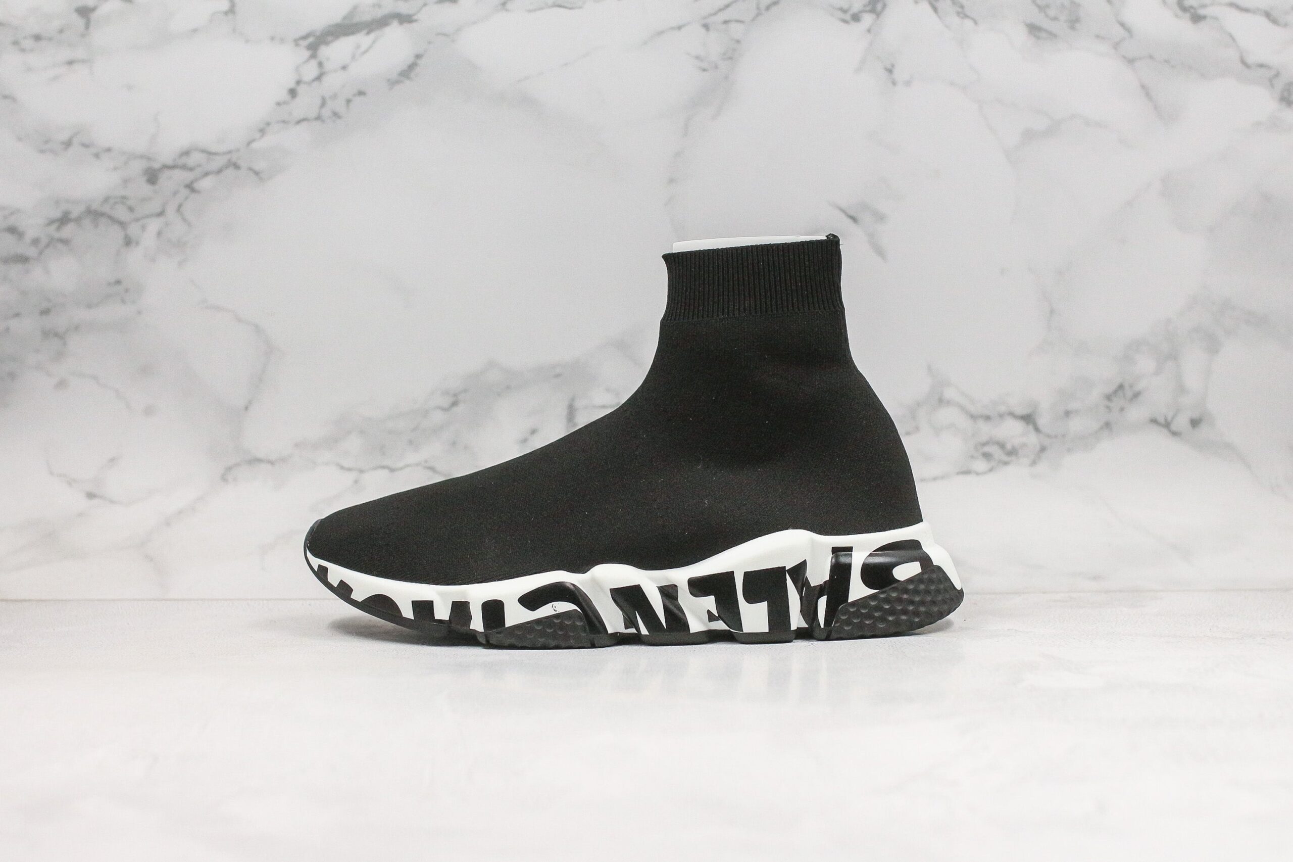 Balenciaga Speed Graffiti Trainer Black White - Imagem 2