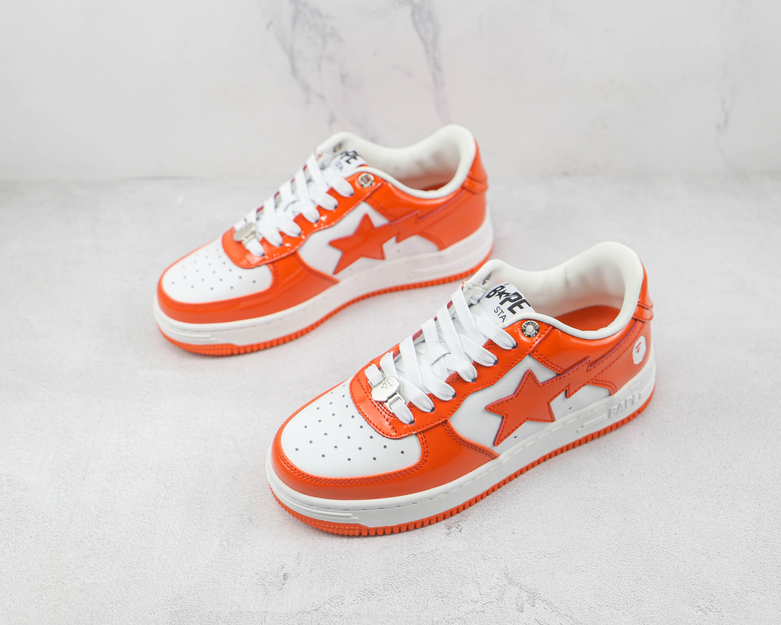 Bape Sta Patent Leather Orange White - Imagem 6