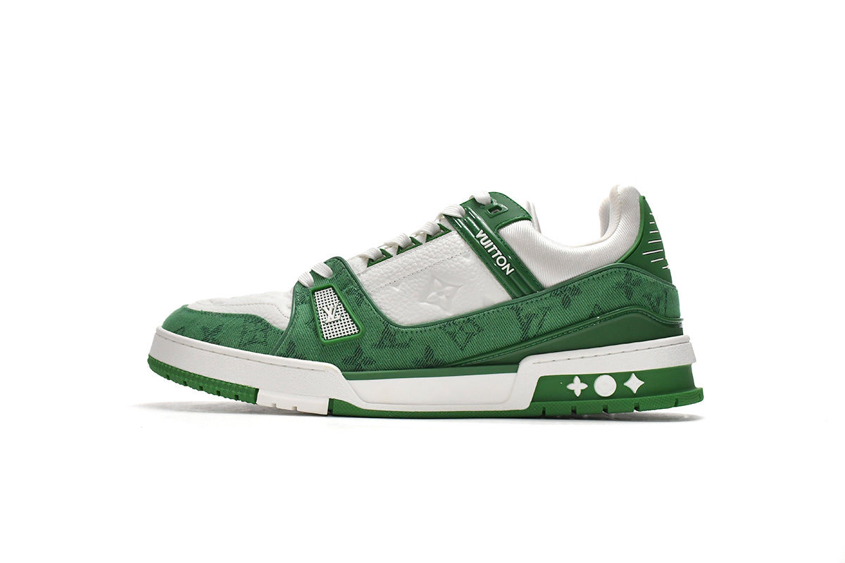 Louis Vuitton Trainer Green Monogram Denim White - Imagem 2