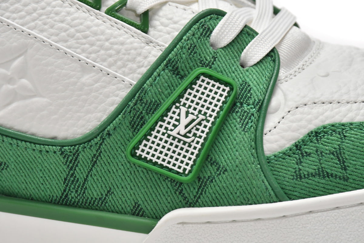 Louis Vuitton Trainer Green Monogram Denim White - Imagem 8