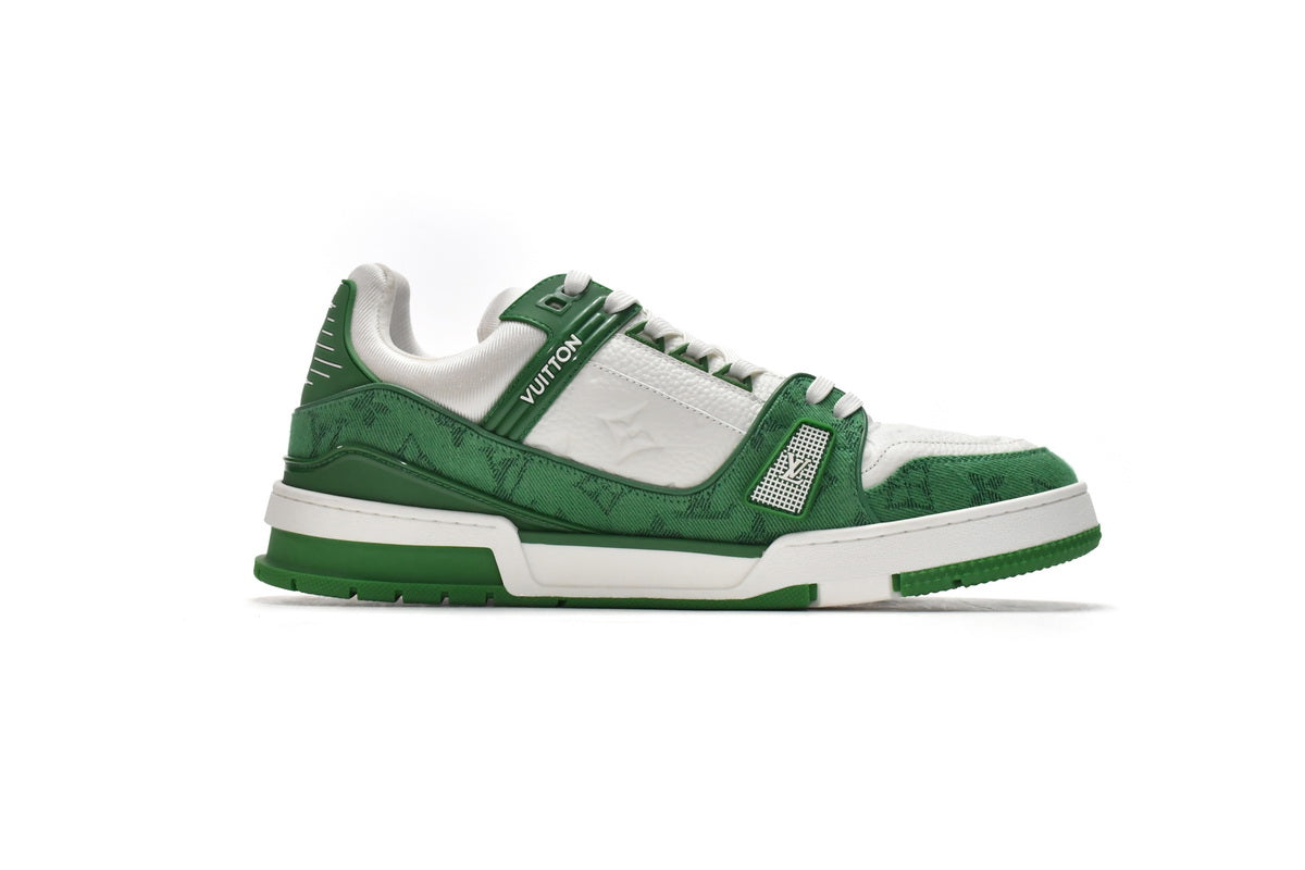 Louis Vuitton Trainer Green Monogram Denim White - Imagem 3