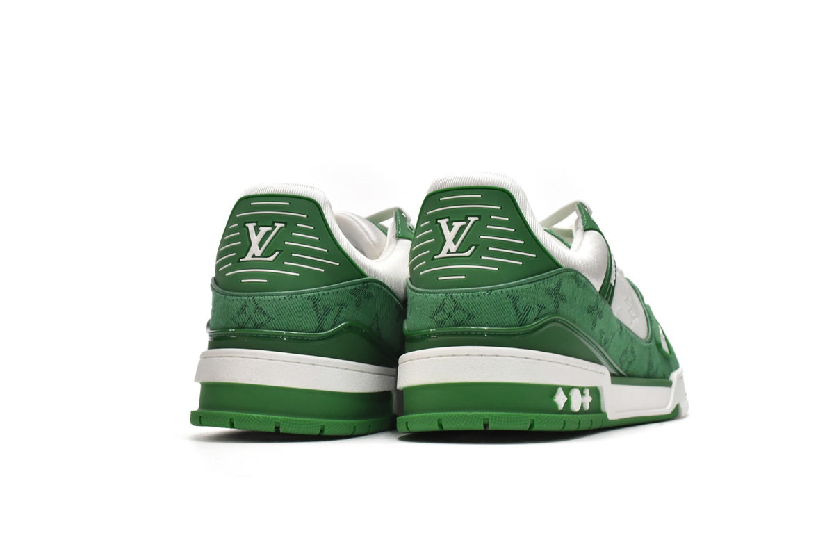 Louis Vuitton Trainer Green Monogram Denim White - Imagem 7