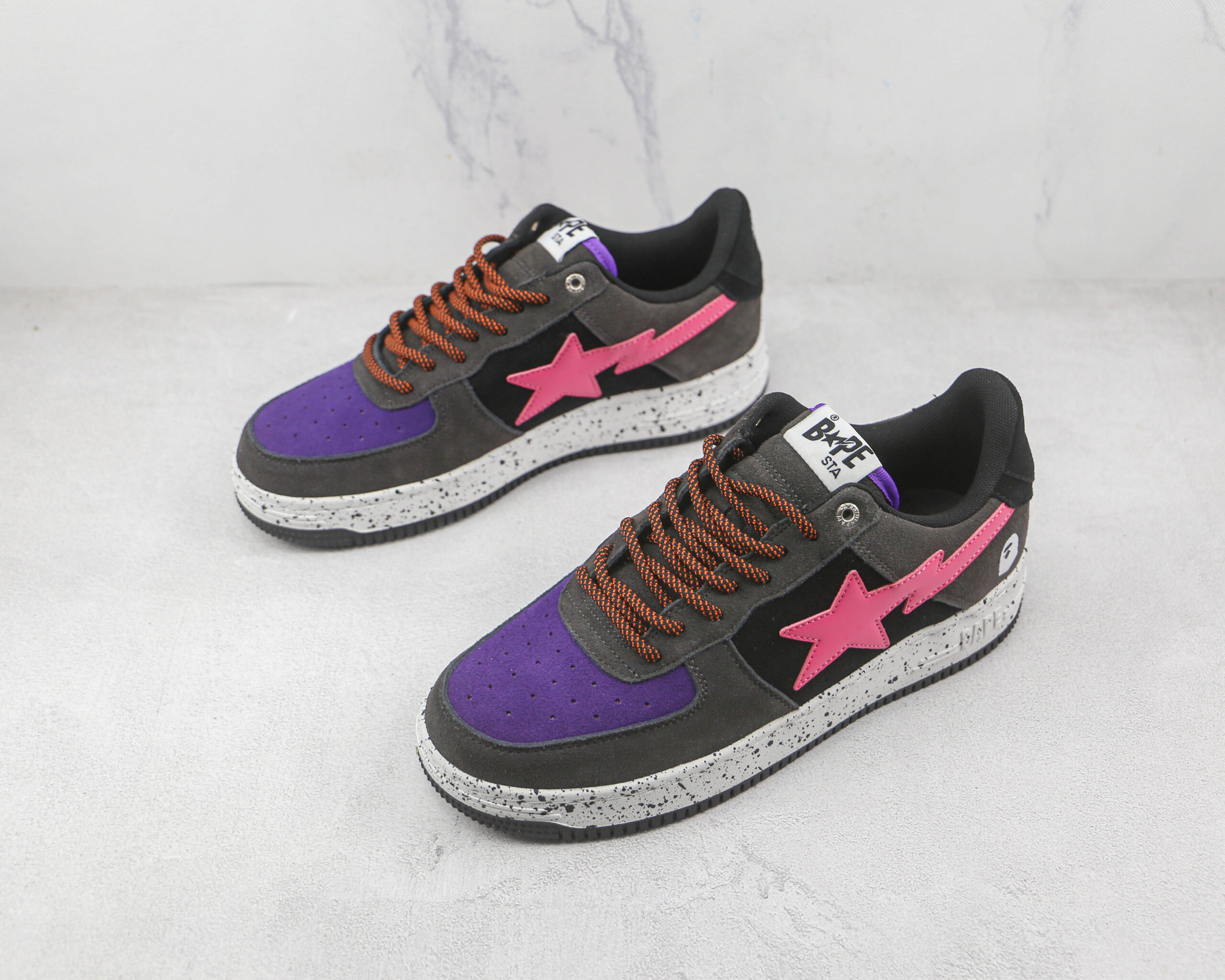 Bape Sta Black Grey Pink Suede - Imagem 6