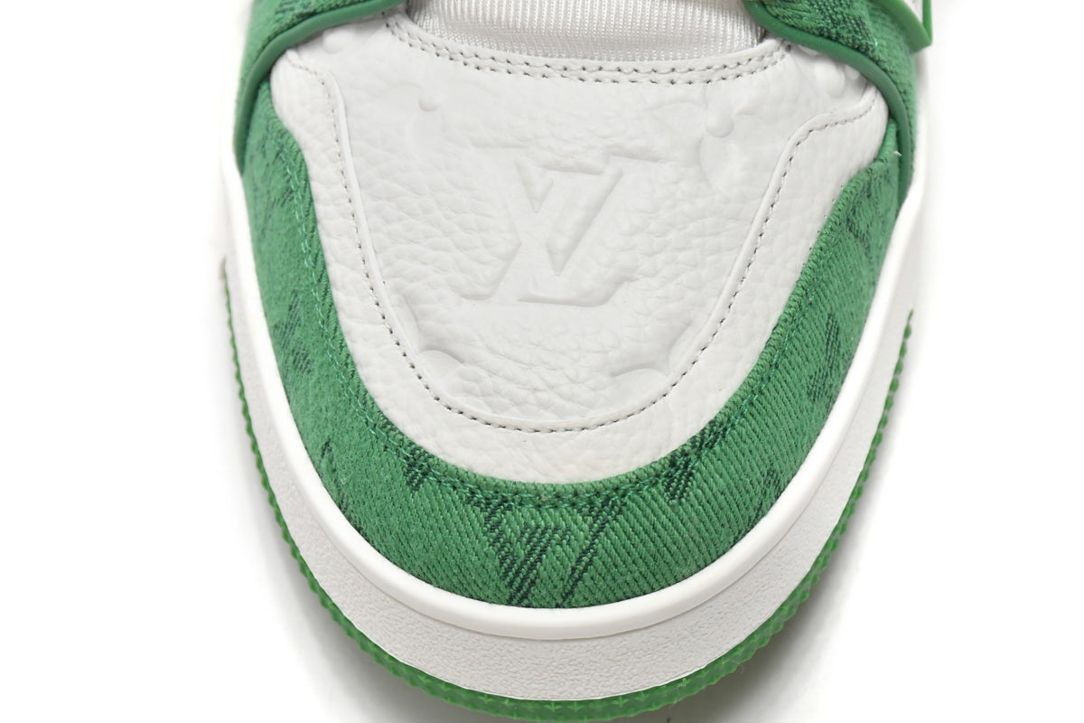 Louis Vuitton Trainer Green Monogram Denim White - Imagem 4