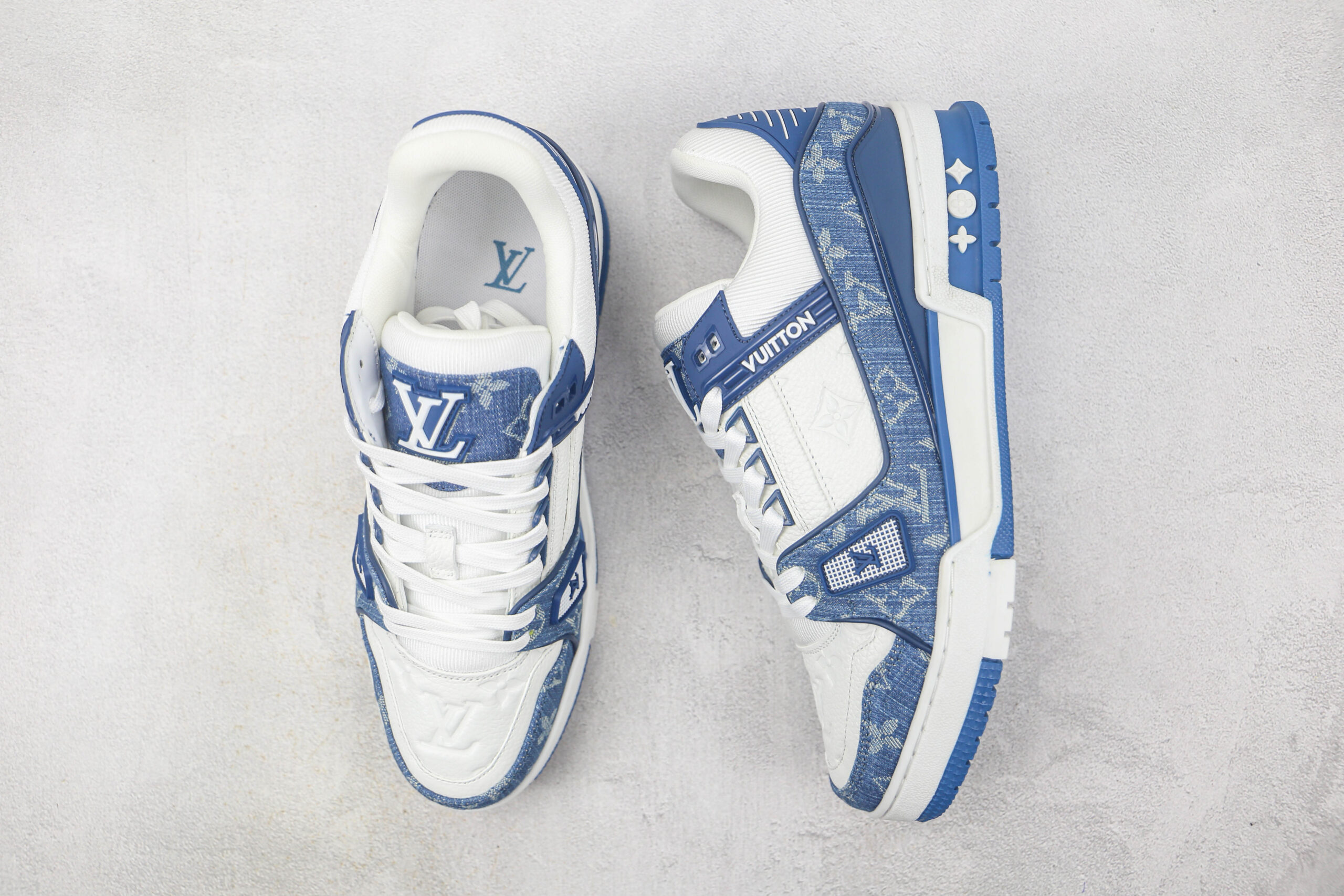 Louis Vuitton LV Trainer Monogram Denim White Blue - Imagem 4